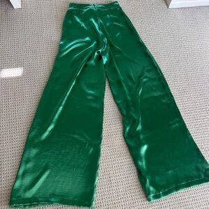 DO+BE Emerald Green Satin Wide-Leg Pants